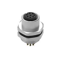 Wurth Elektronik 643060100608 Receptacles WRCIRC M12  Screw  Coding A   Panel Solder Bucket Metal with Rear Panel Nut PG9 Female connector, polarity 8