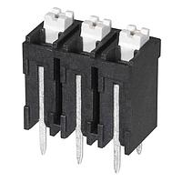 Same Sky (formerly CUI Devices) TBLH10V-500-03BK Fixed Terminal Blocks Terminal block, screwless, High Temp, 5.00, Vertical, 3, Black w Gray Button