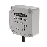 Banner Engineering QM30VT1-SS Vibration and Temperature Sensors Vibration and Temperature Sensor; 1-Wire Serial Interface; 2.09 m (6.9 ft) M12 Pigtail QD; Stainless Steel IP69K Housing