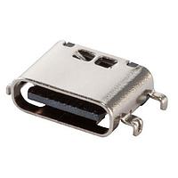 Same Sky (formerly CUI Devices) UJ20-C-H-C-MSMT-TR USB Receptacle USB Jack 2.0, Type-C, Horizontal, Copper Alloy, Mid Surface Mount, 6.5L, T&R