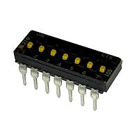 CTS Electronic Components 210-7MSTF DIP Switches THROUGH HOLE, GOLD FLASH DIP SWITCH, 7-POLE, MEDIUM ACTUATOR, BOTTOM SEAL, TAPE SEAL, OFF, TUBE PACK