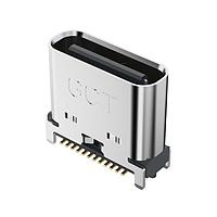 GCT (Global Connector Technology) USB4160-03-0070-C PCB Top Mount USB-C Rec 3u" Vert 24P SMT 0.7mm TH stakes H7.46mm T+R+Cap