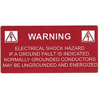 HellermannTyton 596-00234 Solar Label Solar Label, WARNING GROUNDED CONDUCTORS ENERGIZED..., 4.125" x 2.0", VL, Red, 50/roll