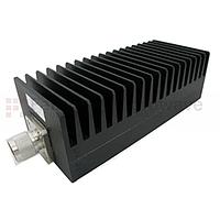 Fairview SA3N1007-40  40 dB Fixed Attenuator N Male To N Female Up To 3 GHz Rated To 100 Watts With Black Aluminum Heatsink Body