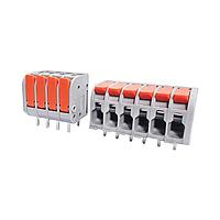 Amphenol Anytek QT05CSB83H0000G Fixed Terminal Blocks 5P,Pitch 10.0, Single Behind Soldering Foot Soldering foot length5.0180D wire insertionBady/Gray+Lever/Orange