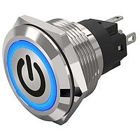 EAO 82-6151.2124.B002 Anti-Vandal 82-6151.2124.B002.Illuminated pushbutton.maintained.22 mm.stainless steel.flush/flat.ring.blue.24 V.soldering terminal.stand by