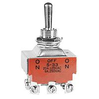 NKK Switches S33T Medium capacity standard size toggles 20A 125-250VAC 20VDC 3PDT ON-OFF-ON