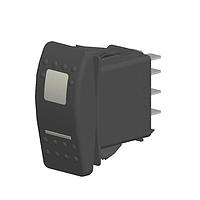 Carling Technologies V6D2GHNB-AAC00-000 Snap-In Rocker Switch 1-pole, ON - OFF - ON, 20A 12VDC not HP rated, Illuminated, Sealed Contura II Rocker Black Switch with White Lens and .250 Tab (Q.C.), 10 Terminal base