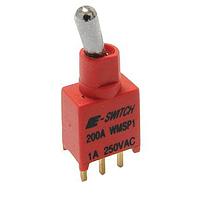E-Switch 200AWMSP4T2A1M2QE Toggle Switches TOGGLE, 3A 120VAC/28VDC, SPDT (On)-Off-(On), Through Hole PC Pin