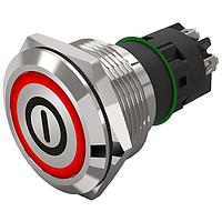 EAO 82-6152.2113.B001 Anti-Vandal 82-6152.2113.B001.Illuminated pushbutton.maintained.22 mm.stainless steel.flush/flat.ring.red.12 V.screw terminal.On OFF