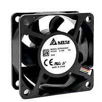 Delta Electronics, Inc. QFR0624EHP6 Axial DC Axial Fan, 60x60x25.4mm, 24VDC, 27.5CFM, 2.4W, 39.5dBA, Tach/PWM, IP68