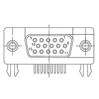 Amphenol Commercial Products 17EBH015SAM000 High Density D-Sub Connectors D-Sub, High Density, 15 sckt,  Right Angle, clr hl, 30u in Gold