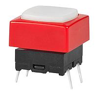 NKK Switches JB15KP-4BC Tactile Switches OFF-(ON) PC MOUNT WHT BUTTON/RED FRAME