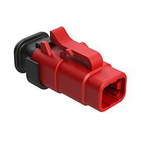Amphenol SINE Systems ATM06-4S-SR01RD Connectors 4 Position, Plug, Socket, Strain Relief End Cap, Red Body