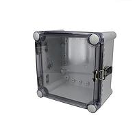Bud Industries PTH-22442-C Electrical Enclosures PC+10% Fiberglass Box, Self-Locking Latch and Clear Cover (7.5 X 7.5 X 5.1 In)
