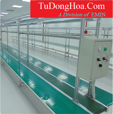 Industrial conveyor solution used in an assembly and inspection line
