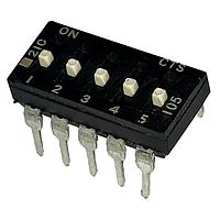 CTS Electronic Components 210-5ESF DIP Switches THROUGH HOLE, GOLD FLASH DIP SWITCH, 5-POLE, EXTENDED ACTUATOR, BOTTOM SEAL, OFF, TUBE PACK