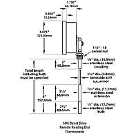 Palmer Wahl 50H12 Rigid Stem Direct Drive Dial Storage Tank Thermometers (Stem Length: 12 Feet (3657 mm))
