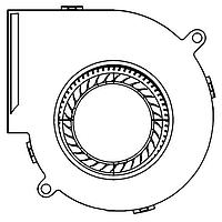 Delta Electronics, Inc. BFB1012EH-C18J Centrifugal Fans Blower Fan, 97x94x33mm, 12VDC, 45.49CFM, Ball, 4Leads, Lock Rotor, Tach/PWM