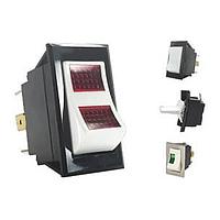 Carling Technologies LTILA516SBLRCNBL/125N Rocker Switches FULL SIZED ROCKER SWITCH Illuminated SP in DP base, 10A 250VAC, 15A 125VAC, 3/4 HP 125-250VAC, 15A 15-28VDC, .250 tab, On-None-Off, Curved/Smooth Face Gloss Actuator, Black Actuator, Red Lens, Nylon Black Bracket, 125 volt lamp voltage