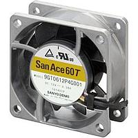 Sanyo Denki 9GT0624G4001 Axial Axial Fan, 60x60x25mm, 24VDC, 44.5CFM, Wide Temp Range, Ribless, Ball, Tach/PWM