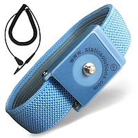 Static Solutions WS-1020 Wrist Strap: Patented Design In Blue With 4mm Snap And 10’ Coil Cord