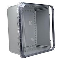 Bud Industries DPH-28712-C NEMA/IP Rated Clear hinged cover IP68 N6P PC Enlc with Adj. panel height (17.2 x 15.2 x 8.8)