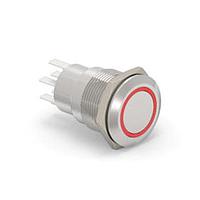 Alcoswitch - TE Connectivity 6-2213764-7 Pushbutton Switches AV19 DPL 5A FIX RING LED RED 24V