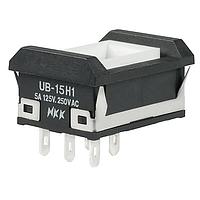 NKK Switches UB15NBKW015F Pushbutton Switches ON(ON) RECT BARR GRN LED SNP-IN 6A NO CAP