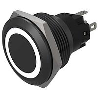 EAO 82-6951.1154 Anti-Vandal Illuminated Pushbutton, Momentary, 22mm, Alu Black, Flush, Ring,White, 24V, Solder Terminals