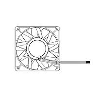 Delta Electronics, Inc. PFC1224DE-F00 Tubeaxial Tubeaxial Fan, 120x38mm, 24VDC, Ball, 4-Lead Wires, Lock Rotor Sensor, Tach, PWM
