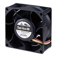 Sanyo Denki 9HVA0848P1G6011 Axial DC Axial Fan, 80x80x38mm, 48VDC, 1250Pa, 4x Wire, Ribless, Tach/ PWM Closed Loop