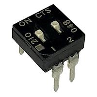 CTS Electronic Components 210-2LPSD DIP Switches THROUGH HOLE, GOLD FLASH DIP SWITCH, 2-POLE, LOW PROFILE ACTUATOR, BOTTOM SEAL, STRAIGHT TERMINAL FORM, TUBE PACK
