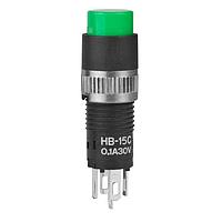 NKK Switches HB15CKW01-F Pushbutton Switches SPDT ON-(ON) ROUND GREEN CAP .1A