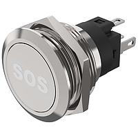 EAO 82-6151.1A54.B015 Anti-Vandal Illuminated pushbutton.momentary.22mm D-Shape.Stainless steel.Flush/flat.Illum symbol B015 SOS white.24V.Ag.Plug In