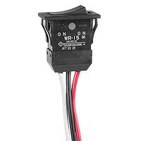 NKK Switches WR15AL Rocker Switches ON(ON) BLACK WIRE LEAD ENVRNMNT SEALED