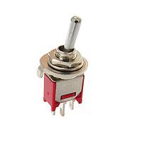 E-Switch 200MDP1T4B2VS2RE Toggle Switches TOGGLE, 0.4VA 20VAC/VDC, DPDT On-On, Through Hole PC Pin