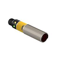 Banner Engineering M18SN6FF100Q Photoelectric Sensors EZ-BEAM M18 Series: Fixed Field; Range: 100 mm; Input: 10-30 V dc; Output: Complementary NPN; 4-pin M12 Integral QD