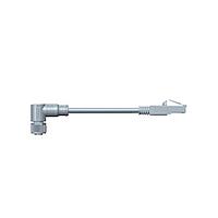 Amphenol LTW MSDS04FR-SPBML-SEA05 Sensor Cables / Actuator Cables M12 Circular Metric Connector, D Code, Metal, 4A, 04 pins, Female Connector, Female Contact, M12 Right Angle-to-RJ Straight, Screw Thread, Overmolded Double Ended, Length 500mm, IP68 / IP69K