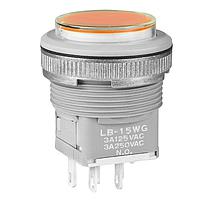 NKK Switches LB15WGW01-5D12-JD Pushbutton Switches ON(ON)RND PNL SEL 5V AMBER LED CLR/AMBER