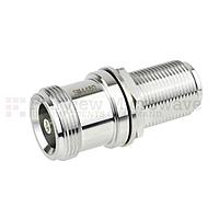 Fairview Microwave  SM4480 Bulkhead 4.1/9.5 Mini DIN Female to N Female Adapter (6 Ghz, IP67 UnMated)