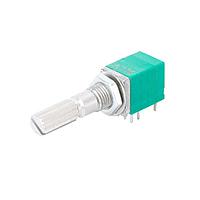 Same Sky (formerly CUI Devices) PTN09S2-H20120K1A Rotary Potentiometer 9.5mm, horizontal, SW, 2 gang, 20K ohm, 20mm knurled shaft, log