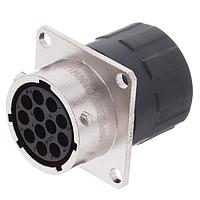 Amphenol SINE Systems RT001412SNHEC03R Connectors Receptacle, Square Flange, 12 Position, Female, Shell Size 14, Silicone Seal, and End Cap with Reduced Individual Wire Sealing, Range 14-24 AWG