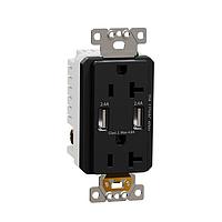 Square D SQR55241BK USB Type A USB A/A 4.8A CHARGR TR DUPLX 20A RECP BK