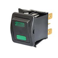 OTTO K2ABHPCABD Sealed Rocker Switch 16A 28VDC, GRN LED DPST ON-NONE-OFF QC