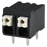 Same Sky (formerly CUI Devices) TBLH10-500-02BK Fixed Terminal Blocks Terminal block, screwless, High Temp, 5.00, Horizontal, 2, Black w Gray Button