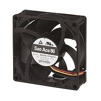 Sanyo Denki 9RA0812P4G001 Axial DC Axial Fan, 80x80x25mm, 12VDC, Low Noise, Tachometer, PWM