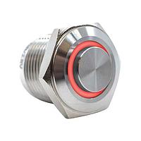 E-Switch PV6H2PXXSS-341 Anti-Vandal Anti-vandal, No Internal Switch Contacts, Pilot Indicator, Panel Mount, Front, Silver, LED, Blue, IP65