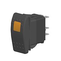 Carling Technologies VMD1A60B-AEC00-000 Rocker Switches 2-pole, (ON) - ON - OFF, 20A 12VDC not HP rated, Illuminated, Sealed Contura II Rocker Black Switch with Amber Lens and .250 Tab (Q.C.), 8 Terminal base