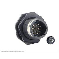 Eaton Souriau-Sunbank UTGX712D14PW32 Receptacles Jam nut receptacle & hold down clips,without backshell, with 14 male PCB contacts, IP68/69K in unmated conditions, keying W